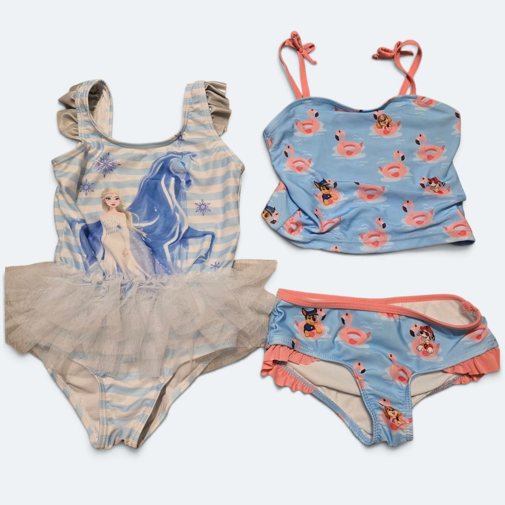 Disney Frozen Elsa Tutu Swimsuit and Paw Patrol Tankini Set Girls Size 5
